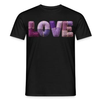 Love Schriftzug Patchwork 3D Stoff Look - Männer T-Shirt - Schwarz - Vorne - AI Model Male 178 light (178cm)
