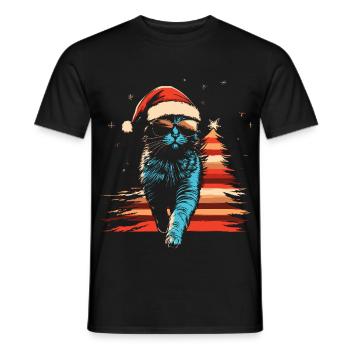 Russisch Blau Katze Weihnachtsmütze Sonnenbrille - Männer T-Shirt - Schwarz - Vorne - AI Model Male 178 light (178cm)