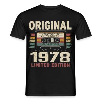 1978 Birthday Gift 1978 Vintage 1978 Retro - Men's T-Shirt - black - Front - AI Model Male 178 light (178cm)