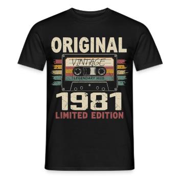 1981 Geburtstagsgeschenk 1981 Jahrgang 1981 Retro - Männer T-Shirt - Schwarz - Vorne - AI Model Male 178 light (178cm)