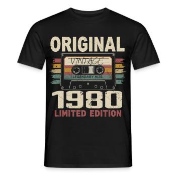 1980 cadeau anniversaire 1980 vintage 1980 rétro - T-shirt homme - noir - Devant - AI Model Male 178 light (178cm)