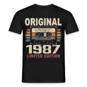 1987 cadeau anniversaire 1987 vintage 1987 rétro - T-shirt homme - noir - Devant - AI Model Male 178 light (178cm)