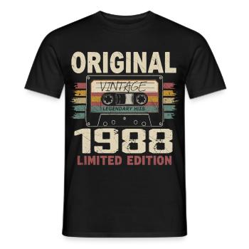 1988 cadeau anniversaire 1988 vintage 1988 rétro - T-shirt homme - noir - Devant - AI Model Male 178 light (178cm)