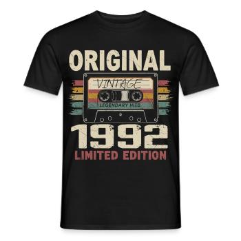 1992 Birthday Gift 1992 Vintage 1992 Retro - Men's T-Shirt - black - Front - AI Model Male 178 light (178cm)