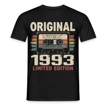 1993 cadeau anniversaire 1993 vintage 1993 rétro - T-shirt homme - noir - Devant - AI Model Male 178 light (178cm)