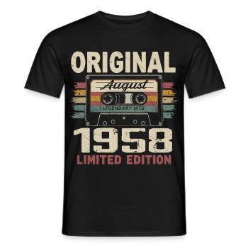 August 1958 August 1958 Geschenk August 1958 August 1958 - Männer T-Shirt - Schwarz - Vorne - AI Model Male 178 light (178cm)