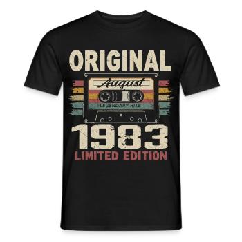 Août 1983 August 1983 Cadeau Août 1983 August 1983 - T-shirt homme - noir - Devant - AI Model Male 178 light (178cm)