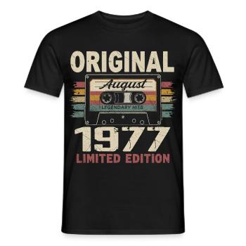 Août 1977 August 1977 Cadeau Août 1977 August 1977 - T-shirt homme - noir - Devant - AI Model Male 178 light (178cm)