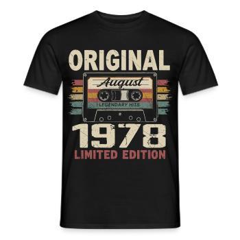 August 1978 August 1978 Geschenk August 1978 August 1978 - Männer T-Shirt - Schwarz - Vorne - AI Model Male 178 light (178cm)