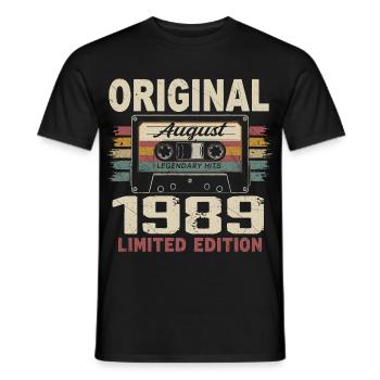 Août 1989 August 1989 Cadeau Août 1989 August 1989 - T-shirt homme - noir - Devant - AI Model Male 178 light (178cm)