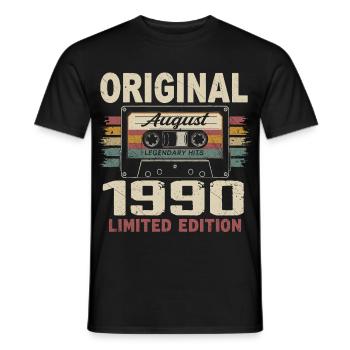 Août 1990 August 1990 Cadeau Août 1990 August 1990 - T-shirt homme - noir - Devant - AI Model Male 178 light (178cm)