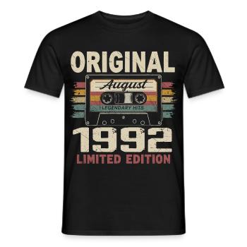 August 1992 August 1992 Geschenk August 1992 August 1992 - Männer T-Shirt - Schwarz - Vorne - AI Model Male 178 light (178cm)