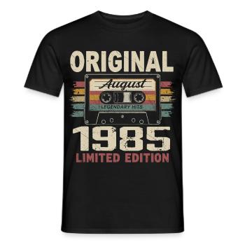 Août 1985 August 1985 Cadeau Août 1985 August 1985 - T-shirt homme - noir - Devant - AI Model Male 178 light (178cm)
