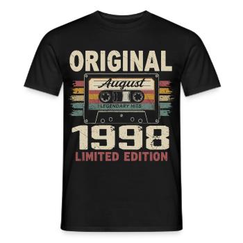 Août 1998 August 1998 Cadeau Août 1998 August 1998 - T-shirt homme - noir - Devant - AI Model Male 178 light (178cm)