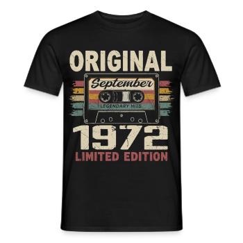 September 1972 Geburtstag, geboren im September 1972 - Männer T-Shirt - Schwarz - Vorne - AI Model Male 178 light (178cm)