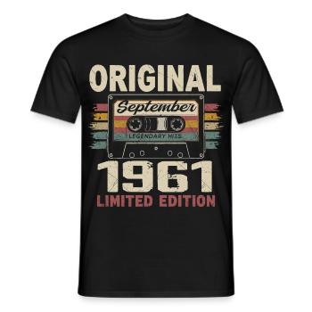 Septembre 1961 Anniversaire, Né en Septembre 1961 - T-shirt homme - noir - Devant - AI Model Male 178 light (178cm)