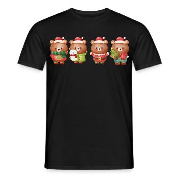 Quatuor d’ours de Noël festif - T-shirt homme - noir - Devant - AI Model Male 178 light (178cm)