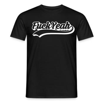 Retro Style 'Fuck Yeah' Script - Men's T-Shirt - black - Front - AI Model Male 178 light (178cm)