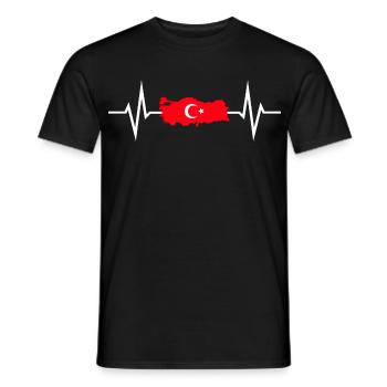 Silhouette du pays de la Turquie Battement de cœur Battement de cœur ECG - T-shirt homme - noir - Devant - AI Model Male 178 light (178cm)