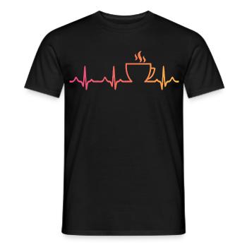 Sonnenuntergangskaffee, Herzschlag, Kaffee - Männer T-Shirt - Schwarz - Vorne - AI Model Male 178 light (178cm)