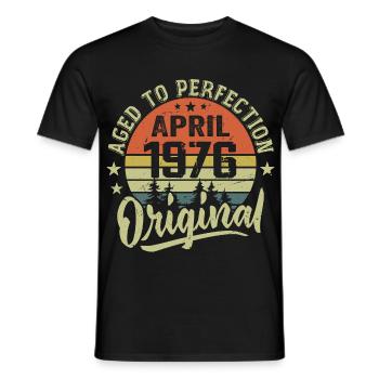 Anniversaire Avril 1976 - Idée Cadeau Avril 1976 - T-shirt homme - noir - Devant - AI Model Male 178 light (178cm)