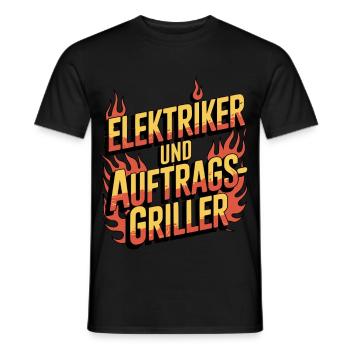 Elektriker und Auftragsgriller Grill BBQ - Männer T-Shirt - Schwarz - Vorne - AI Model Male 178 light (178cm)