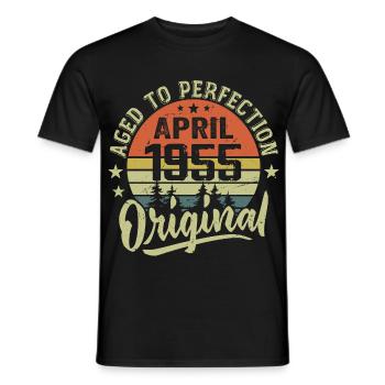 April 1955 Geburtstag - April 1955 Geschenkidee - Männer T-Shirt - Schwarz - Vorne - AI Model Male 178 light (178cm)