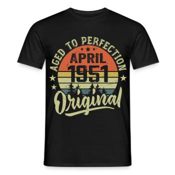 Anniversaire Avril 1951 - Idée Cadeau Avril 1951 - T-shirt homme - noir - Devant - AI Model Male 178 light (178cm)