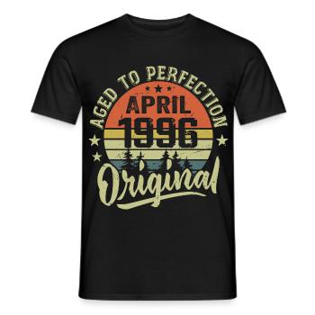 Anniversaire Avril 1996 - Idée Cadeau Avril 1996 - T-shirt homme - noir - Devant - AI Model Male 178 light (178cm)
