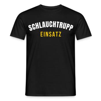 Schlauchtrupp Einsatz – Feuerwehr Crew T‑Shirt - Männer T-Shirt - Schwarz - Vorne - AI Model Male 178 light (178cm)