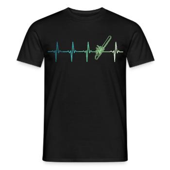 Forest Heartbeat Lumberjack Chainsaw - Men's T-Shirt - black - Front - AI Model Male 178 light (178cm)