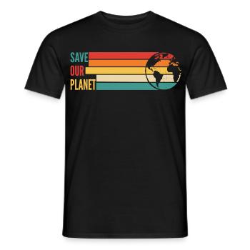 Chemise Save Our Planet Environnement rétro - T-shirt homme - noir - Devant - AI Model Male 178 light (178cm)
