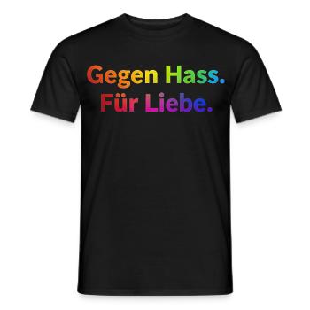 Gegen Hass Für Liebe Spruch Regenbogen Pride CSD - Männer T-Shirt - Schwarz - Vorne - AI Model Male 178 light (178cm)