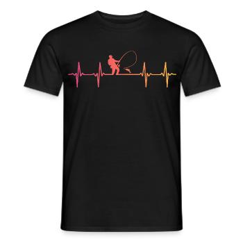 Angeln Herzschlag Angler Fischen - Männer T-Shirt - Schwarz - Vorne - AI Model Male 178 light (178cm)