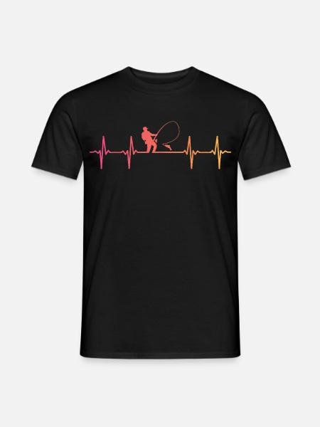 Angeln Herzschlag Angler Fischen - Männer T-Shirt - Schwarz