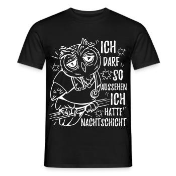 Eule Ich darf so aussehen Ich hatte Nachtschicht - Männer T-Shirt - Schwarz - Vorne - AI Model Male 178 light (178cm)