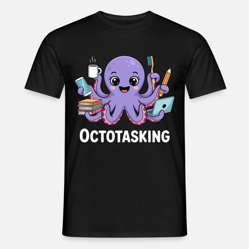 Octotasking Krake im Multitasking Modus - Männer T-Shirt - Schwarz