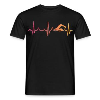 Swim Swim Sunset Heartbeat - Men's T-Shirt - black - Front - AI Model Male 178 light (178cm)