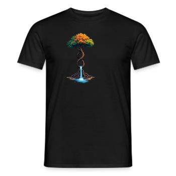DNA Tree of Life Waterfall - Men's T-Shirt - black - Front - AI Model Male 178 light (178cm)