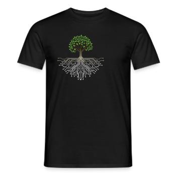 Arbre technologique : Fusion de la nature et de la technologie - T-shirt homme - noir - Devant - AI Model Male 178 light (178cm)
