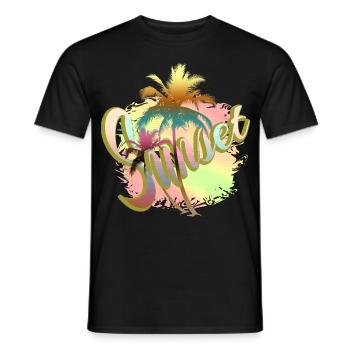Sun, palm trees and holidays - Sunset - Men's T-Shirt - black - Front - AI Model Male 178 light (178cm)