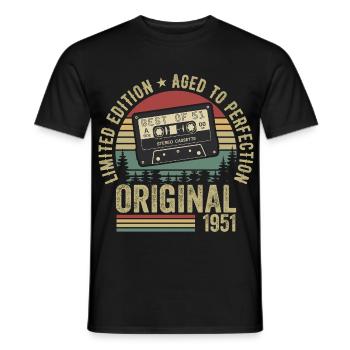 1951 Vintage Vintage 1951 Anniversaire 1951 Rétro - T-shirt homme - noir - Devant - AI Model Male 178 light (178cm)