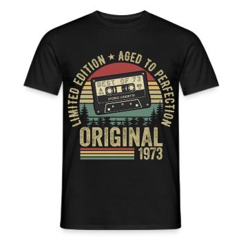 1973 Vintage Millésime 1973 Anniversaire 1973 Rétro - T-shirt homme - noir - Devant - AI Model Male 178 light (178cm)