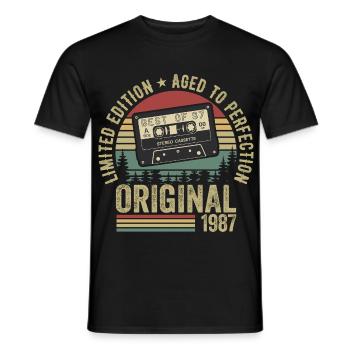 1987 Vintage Millésime 1987 Anniversaire 1987 Rétro - T-shirt homme - noir - Devant - AI Model Male 178 light (178cm)