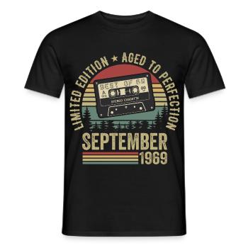 Born in September 1969 Vintage 1969 - Men's T-Shirt - black - Front - AI Model Male 178 light (178cm)