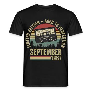 Born in September 1967 Vintage 1967 - Men's T-Shirt - black - Front - AI Model Male 178 light (178cm)