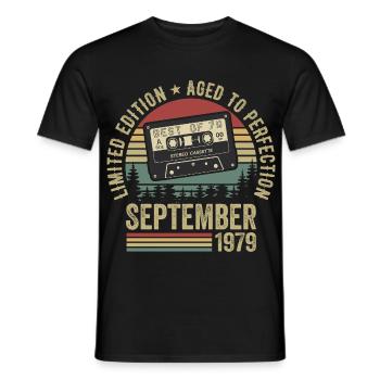 Born in September 1979 Vintage 1979 - Men's T-Shirt - black - Front - AI Model Male 178 light (178cm)