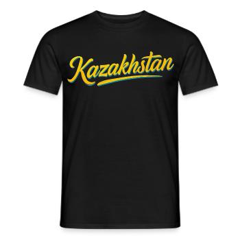Kazakhstan Eagle Sun Flag Lettering Gift - Men's T-Shirt - black - Front - AI Model Male 178 light (178cm)