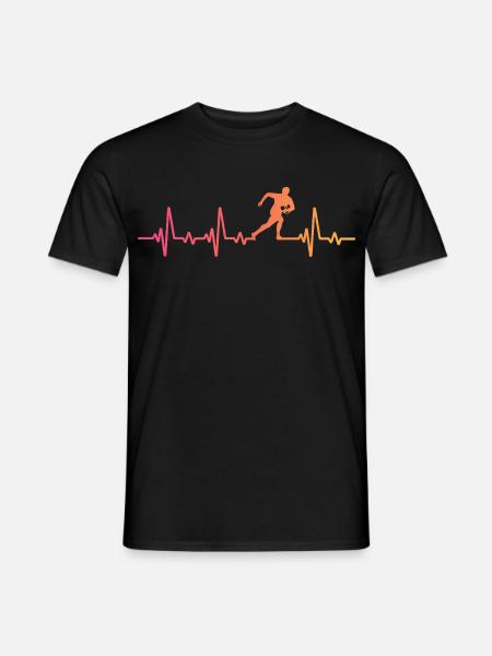 Rugby Sunset Heartbeat Rugby Player - Men's T-Shirt - black