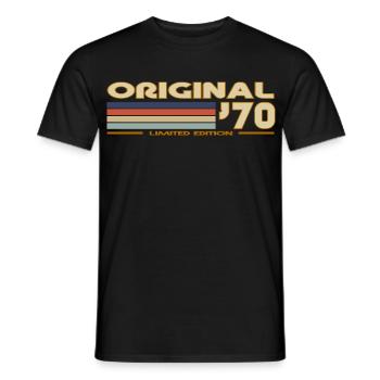 Rétro vintage 1970 - T-shirt homme - noir - Devant - AI Model Male 178 light (178cm)
